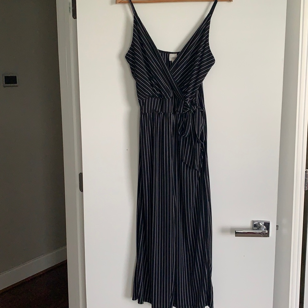Black & white striped Kayleigh crop jumpsuit